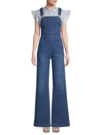 Wide leg denim overalls at Saks Fifth Avenue